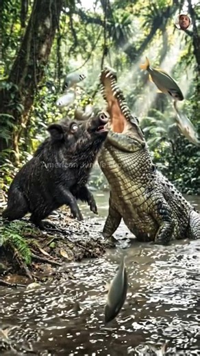 Monkey With Gun Saved The Wild Boar 😂🐊#viral #viralvideo #trending