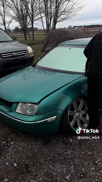 Can’t wait for this car to be on the road fully, yes there’s imperfections you can see don’t point them out I know of them, gotta give me time, fell in love with this car fs #viral #cambergang #tiltywheels #fyp #mk4jetta @Kolbi for the vids🙏