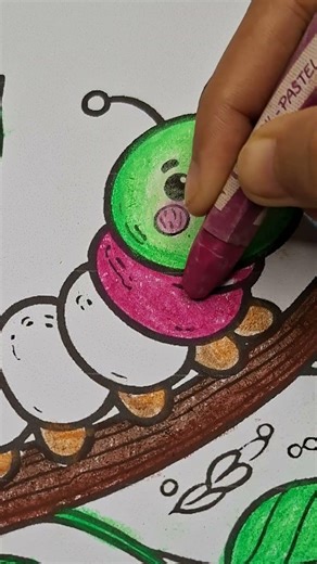 How to color a rainbow caterpillar step by step #drawing #tutorial #shorts