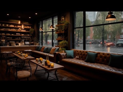 Relaxing Smooth Jazz Music ☕ Cozy Coffee Shop Vibes with Rain Sounds for Work & Calm