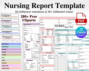 Nurse Report Sheet, Editable Nursing Sheets Template, ICU Nurse Report Sheet, Printable Nurse Report Sheet Med Surg, Canva Template - Etsy