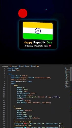 Pure HTML & CSS se Republic Day Animation 😱🔥 #26january