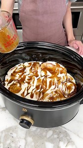 Easy peach treat in the crockpot I make a peach dessert in the slow cooker with cinnamon rolls. | Justine Kameron