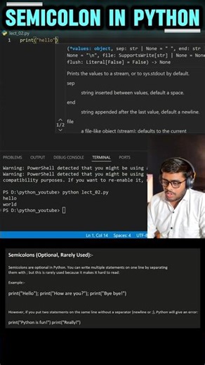 importance of semicolon in python🤔🤔 #datascience #pythonseries