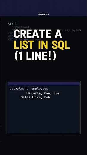 Create A List Using SQL (In 1 Line) 🔥