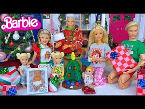 Barbie & Ken Doll Family Christmas Morning with Grandma and Grandpa