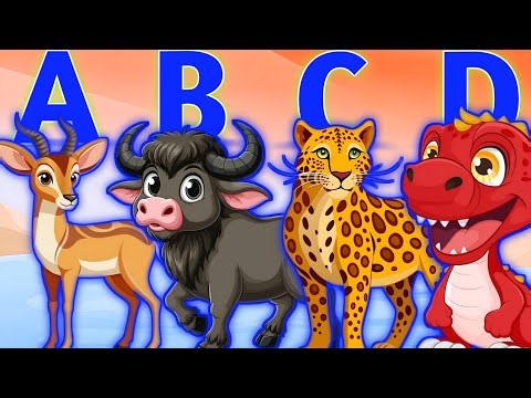 Jungle ABC Safari Animals Sounds Song 🦁 | Learn ABC with Animals 🎶 | Nursery Rhymes for Kids
