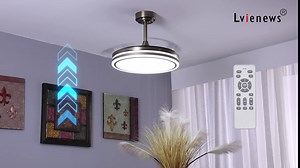 42''Retractable Ceiling Fans with Lights and Remote,Modern Bladeless Ceiling Fans with LED Lights, 6 Speed 3 Color Retractable Ceiling Fans for Bedroom Living Room,Dining Room,