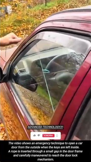 Emergency Technique to Unlock a Car Door Using a Rope !! #innovation #tool #ideas