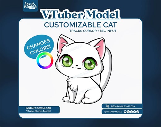 Cat Vtuber Model | Customizable Kitty Vtuber Model | Tracks Mouse Movement and Mic Input | Vtube Studio Vtuber Model - Etsy