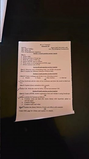 Bca Web Designing Fundamentals question paper 2023-MMDU