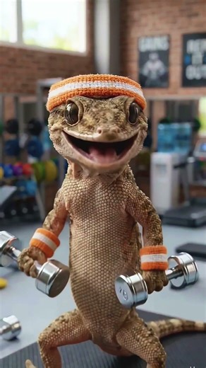 Lizard in Gym: No Pain, No Gain! 😂 #funny #trending #viral #shorts