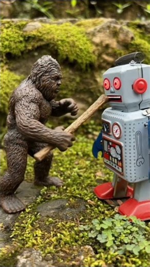 Vintage Robot Duel with Big Foot