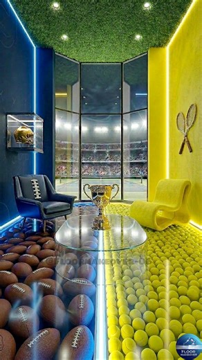 THIS DUAL SPORTS FLOOR IS INSANE!😱 🏈🎾 Football & Tennis Epoxy Luxury Floor 🔥