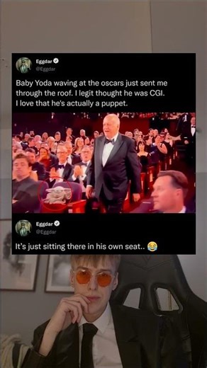 Baby Yoda waving at the oscars just sent me through the roof. I legit thought he was CGI