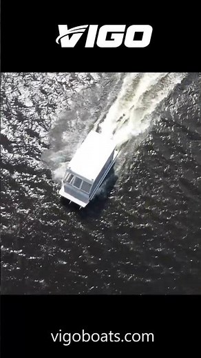 VIGO cabin cruising pontoon boat Voyager V20 - aerial footage.