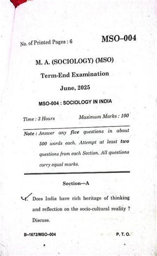 MSO 004 Important Questions | June 2025 Question Paper #mso #ignou #ignousociology #ignouexam2025