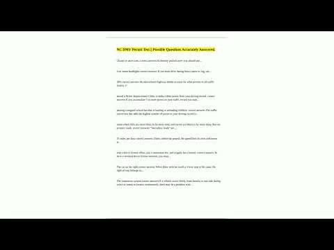 NC DMV Permit Test Possible Questions Accurately Answered3