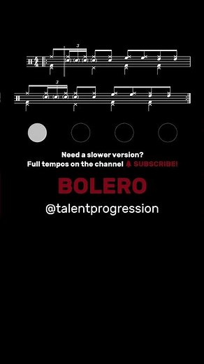Bolero │ Drum Tutorial │ Sheet Music + Play-Along | 100 BPM #Shorts