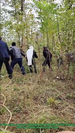 Teamwork Hack: Group Uses Rope to Pull Heavy Load Up Steep Slope Efficiently