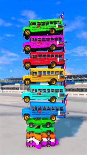 Mixed Rainbow Colour Cars & Buses Fall Crash #1 BeamNG.Drive #beamng #beamngdrive #beamngshorts