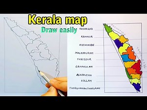 how to draw Kerala map drawing with districts || केरल का मानचित्र || കേരള മാപ്പ് ഡ്രോയിംഗ്