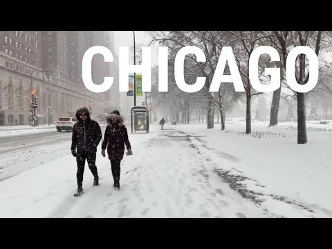 8 Hours Of Chicago Snowfall Walk ❄️ Heavy Snowstorm 4K Virtual Walking Tour