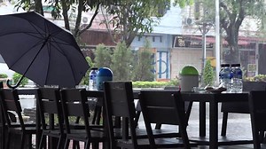 Download rainy day view from the restaurant. Rainy day. for free