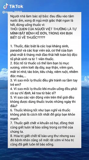 KHÔNG PHỦ NHẬN VAI TRÒ CỦA THUỐC NHƯNG HÃY CS SỨC KHỎE CHỦ ĐỘNG ĐỂ HẠN CHẾ UỐNG THUỐC VÌ TD PHỤ CỦA 💊#suckhoechomoinguoi #chiasekinhnghiem #xuhuong #ýnghĩacuộcsống #learnontiktok