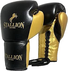 STALLION NEW YORK All Pro Boxing Gloves - Classic Power Series - Leather Boxing Gloves for Competition & Training Sparring/Bag - Lace Fight Gloves - Quality Boxing Gear
