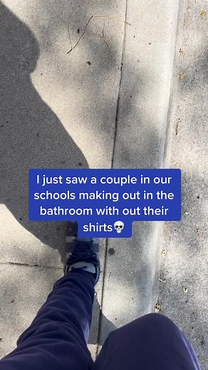 Caught! Couple Making Out in School Bathroom
