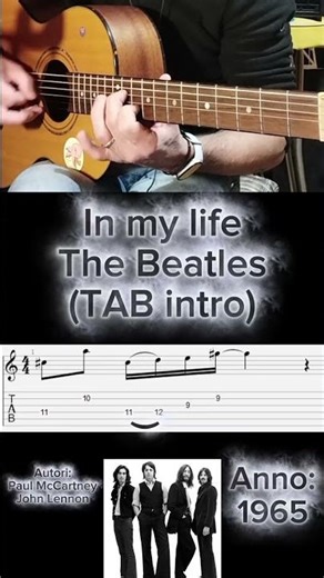 In my life (The Beatles) "Tutorial chitarra" (TAB intro) #guitartabs #tutorialchitarra