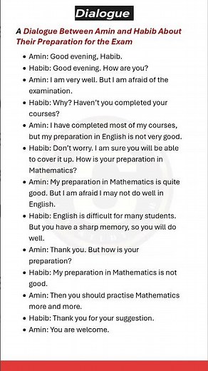 Exam Preparation Dialogue Writing | Two Friends Conversation | English Writing #shorts