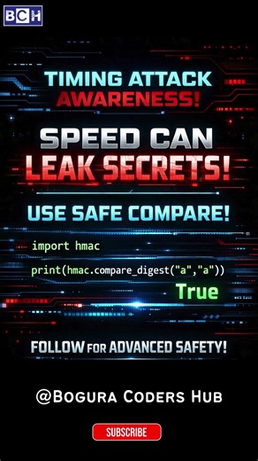 Hackers Steal Secrets Using SPEED?! 😱 Fix Timing Attacks in Python |Timing Attack | Learn Python
