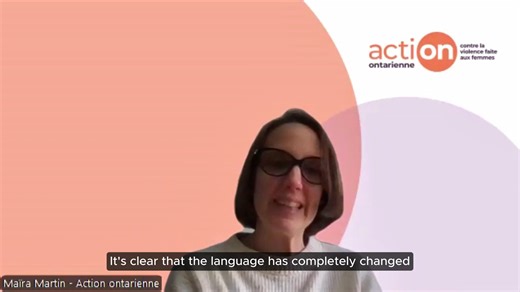Dans ce teaser, l’Action ontarienne contre la violence faite aux femmes nous rappelle que reconnaître la violence est un acte essentiel. Pour soutenir, protéger et transformer, il faut d’abord entendre et nommer ce que vivent les femmes. Maïra Martin, directrice générale de l’AOCVF, le dit clairement : « C’est clair que le langage a complètement changé par rapport à comment la violence est vue quand je compare à quand j’ai commencé et c’est beaucoup grâce aux personnes qui ont vécu des violences