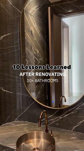 Studio EFFCOM on Instagram: "10 Lessons Learned 🛁✨ 1.🔧 Check Plumbing First – Hidden leaks = future regrets. 2.💡 Layer the Lights – One ceiling light won’t cut it. 3.🌬️ Ventilation is Key – No airflow = mold and mess. 4.🚫💦 Anti-Skid Tiles Only – Aesthetic + safety matters. 5.🗄️ Smart Storage Wins – Built-ins > bulky cabinets. 6.🪞 Mirror Size Matters – Bigger mirror = bigger feel. 7.🚿 Don’t Overcrowd – Minimal fittings keep it sleek. 8.🧺 Plan for Accessories – Towels, bins, hooks – they