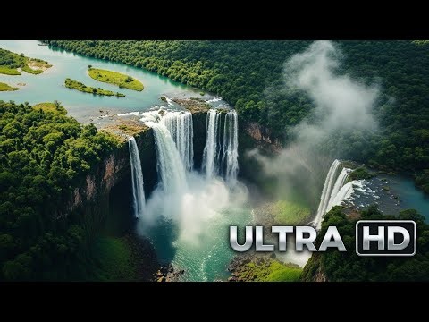 Relaxing Nature | Aerial Waterfalls in ULTRA HD 4K – Powerful Rivers & Streams