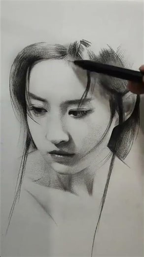 Realistic female fave drawing #art #artist #shorts