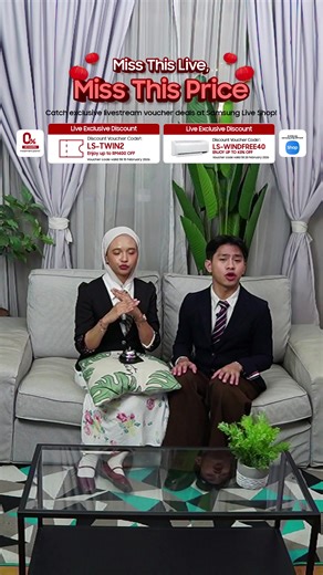 🔴🎥 [LIVE] Miss This Live, Miss This Price Catch exclusive livestream voucher deals at Samsung Live Shop! *Promo code for discount : LS-TWIN2 (Valid until 15 February) *Promo code for discount : LS-WINDFREE40 (Valid until 28 February) Learn more: http://spr.ly/MY_Samsung-Live-Shop_fb T&Cs apply. | Samsung