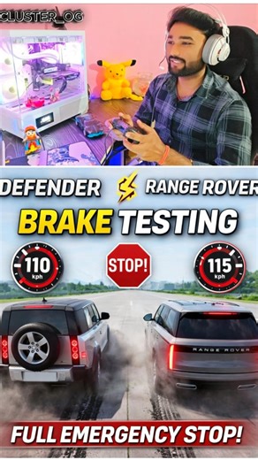 Range Rover vs Defender Brake Test 😳😱 Defender STOPS Faster! #defender #rangerover #shorts