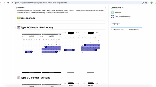 React Native 未来日期范围选择日历完整教程