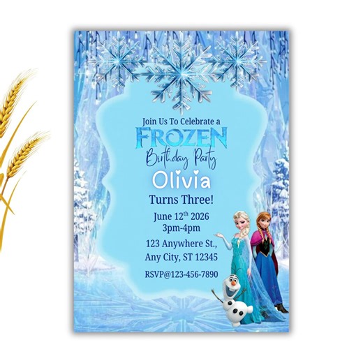 Editable Frozen Birthday Invitation Template, Printable Frozen Elsa Birthday Party Invite, Frozen Any Age Birthday Invitation, Canva Pdf - Etsy