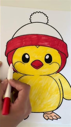 Chick Coloring Page 🎨DIY Easy Glitter Art ✨ #color #trending #drawing #coloring #art #kids