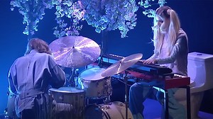 Trap beats: DOMi plays piano while sitting on the toilet as she and JD Beck perform for Jimmy Fallon