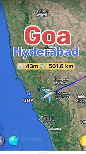 Goa to Hyderabad flight Route #travel #flightroute #map #viralvideos #viralreels #jarny #trending #directflight #nonstopflight #airroute | Travel Energy