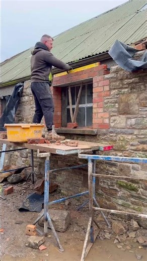 Building a stone barn #diy #stonewall #masonry