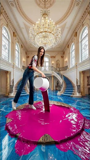 I Turned My Ocean Floor PINK?! 💙➡️🩷 Magical Palace 3D Floor #OddlySatisfying #Aquarium #EpoxyFloor