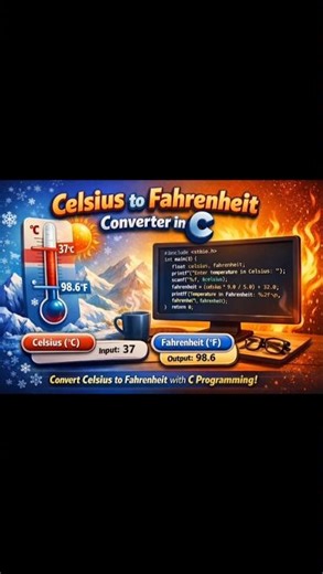 🔄 Celsius to Fahrenheit Conversion | 🌡️➡️🌡️ Temperature Conversion Program. #shorts #coding