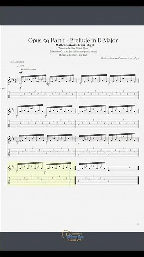 Op.59, Pt.1 - Prelude In D Major (Matteo Carcassi) for Classical Guitar