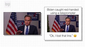 Eric Trump shared a meme on Sept. 23 on Twitter that lacked context, creating a false impression that Biden used a teleprompter during an interview. | Fact Checker